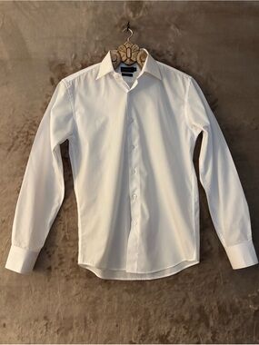 Milani Men's White Long Sleeve Dress  Shirt Size S